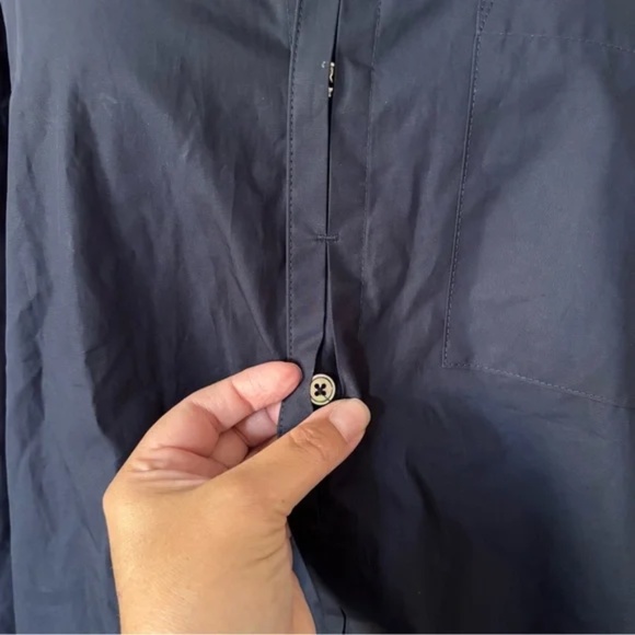 Wyeth NWT Collins Cotton Poplin Button Up Top Navy Blue Small S - Picture 2 of 6